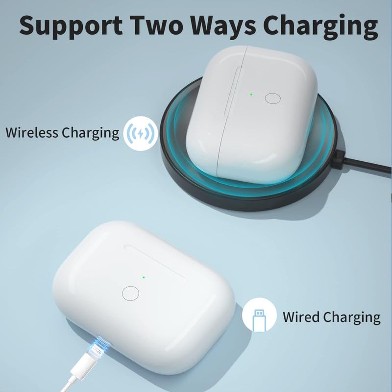 Charging Case Compatible for Air Pod Pro 1st 2nd Generation, 660mAh Charger Case Replacement Support Wireless Charging, Bluetooth Pairing, Ligh-tning Port,Sync Button
