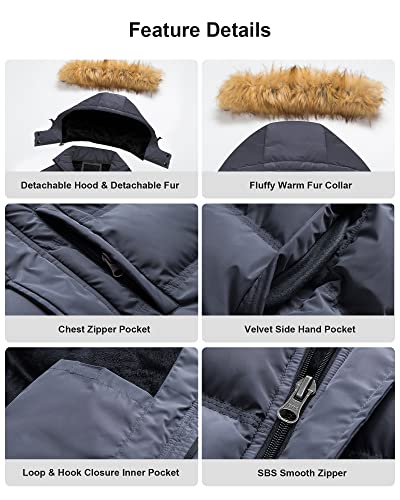 Pursky Bubble Jacket For Men Winter Coats Mens Puff Coat Men's Hooded Waterproof Puffer Warmth Insulated Parka Shiny White M