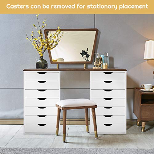 Giantex 5-Drawer Storage Cabinet, Mobile Lateral File Cabinet with Drawers, Wheels, Rolling Chest of Drawers, 19.5" x 16" x 25.5" for Office Under Desk Living Room, Study