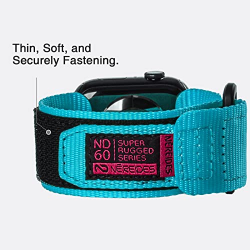 Nereides Compatible with Apple Watch Band Series 8/7/6/5/4/3/2/1/SE, Nylon Sports Strap with Woven Design for 42mm/44mm/45mm 38mm/40mm/41mm (38mm/40mm/41mm, Al Aqua)