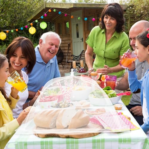 Food Covers, 1 Extra Large (40"X23.7") & 2 (17"X17")& 2 (14"X14"), 5 Pack White Mesh Plate Serving Tents, Pop-Up Umbrella Screen Tents, Jumbo Food Net for Outdoor Picnics Parties BBQ