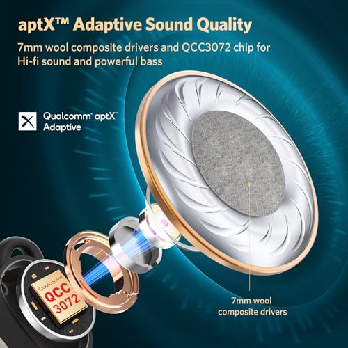 EarFun Free Pro 3 Noise Cancelling Wireless Earbuds, Hi-Res Sound, Snapdragon Sound with Qualcomm aptX™ Adaptive, 6 Mics ENC, Bluetooth 5.3 Earbuds, Multipoint Connection, Custom App, Wireless Charge