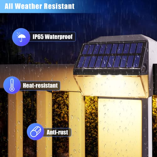 Aulanto 8 Pack Solar Deck Lights, Black, Modern Style, Warm White & Cool White, Waterproof, Outdoor Fence Lights, Garden, Patio, Walkway
