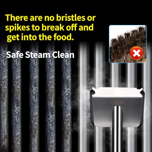 XUDAKAIXIN Grill Brush.Bristle-Free Safety Design,Upgraded Steam Art Grill Brush for Water Activated.Replaceable Scraper Cleaning Head.Grill Cleaner for Outdoor Grill (Black)