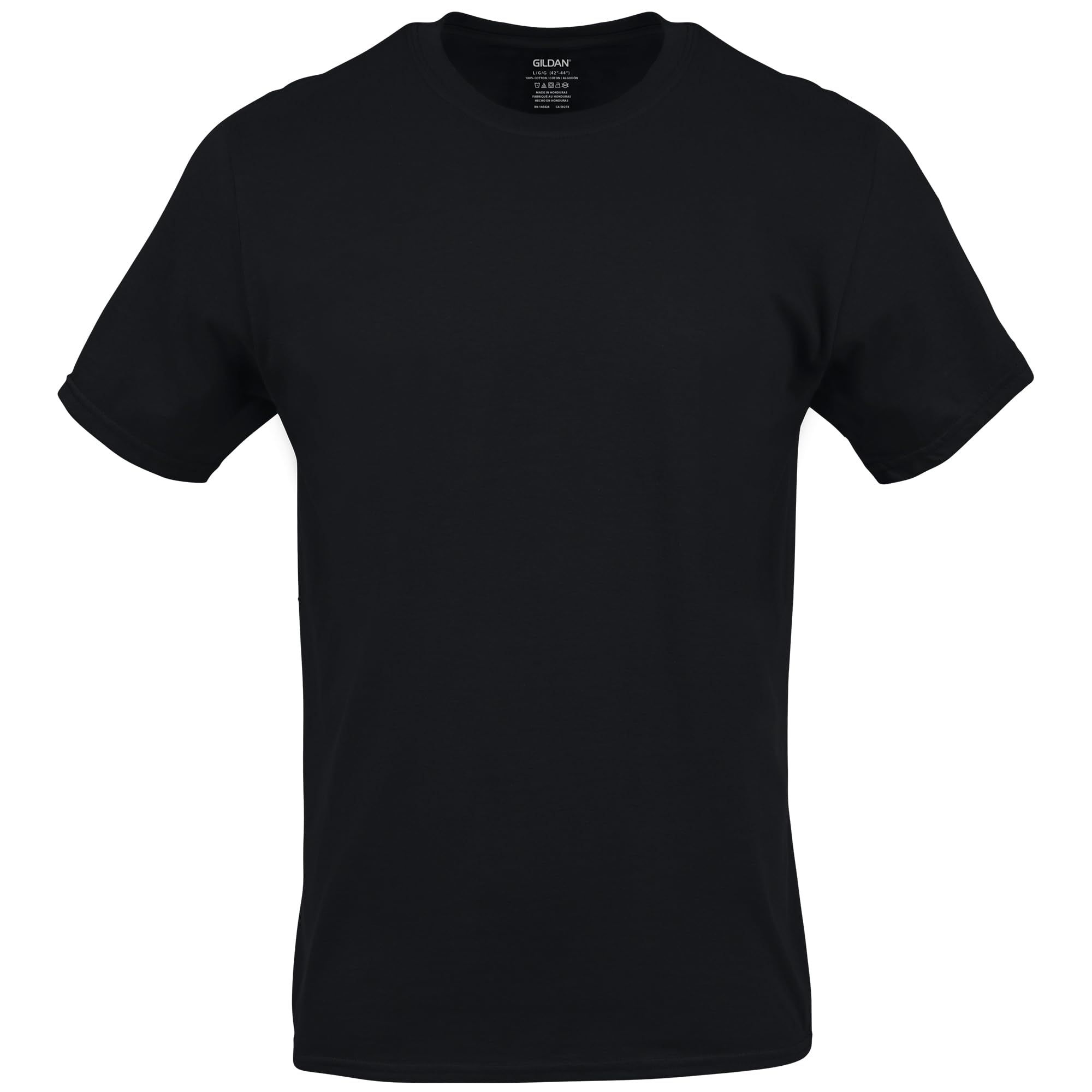 Gildan Men's Crew T-Shirts, Multipack, Style G1100, Black (6-Pack), Large