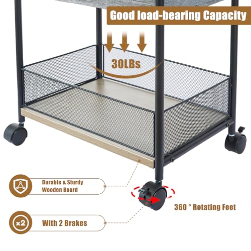 3-Tier Baby Diaper Caddy Organizer and Storage Cart with 4+2 Dividers, Mobile Metal Utility Cart with Rolling Wheels for Nursery Essentials, Large Capacity Rolling Cart for Crib, Bedroom, Bathroom