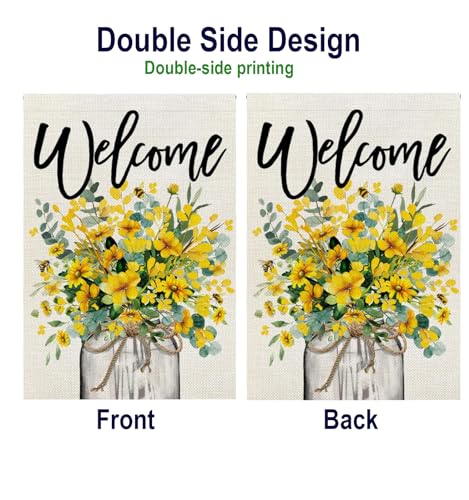 JOZUTTOW Spring Summer Floral Welcome Garden Flag 12x18 Inch Double Sided Printing Yard Flag Vertical Seasonal Farmhouse Yard Outdoor Decoration (Dasiy)