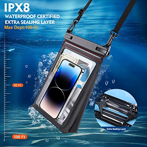 Large Floating Waterproof Phone Pouch [with Sealing Strip], Cell Phone Dry Bag Case for iPhone 15 14 13 12 Pro Max Galaxy Google All Phones, Universal Float Waterproof Bag for Beach Vacation