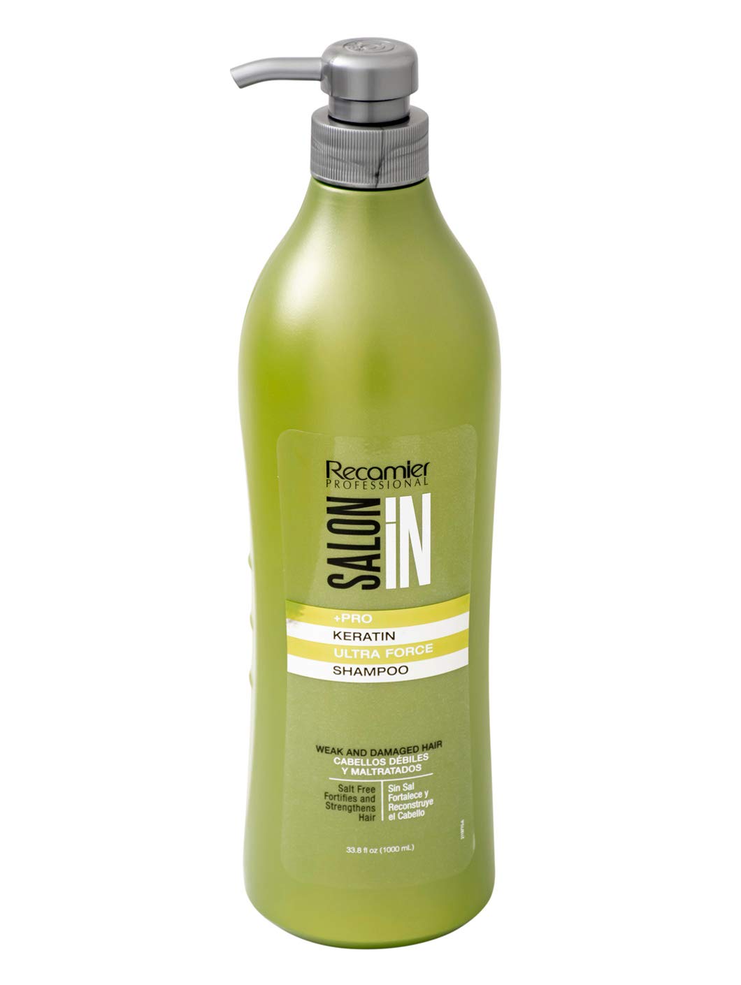 Recamier Saloon In Keratin Ultra Force Shampoo & Conditioner Set Weak & Damaged Hair | SalonIn Champú y Tratamiento Cabellos Débiles y Maltratados Kit 33.8Oz-1000ml