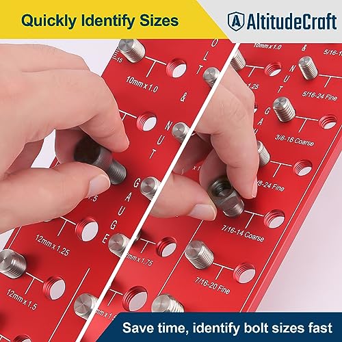 AltitudeCraft Thread Checker, Nut and Bolt Thread Checker, Bolt Size and Thread Gauge, Bolt and Nut Identifier Gauge, Bolt Gauge