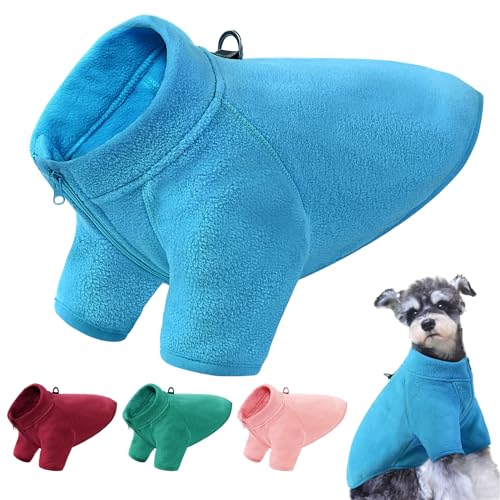 AOFITEE Dog Fleece Sweater, Small Dog Sweater, Stretch Dog Sweaters for Small Dogs Girl Boy, Fleece Dog Vest Puppy Sweater, Lightweight Dog Winter Jacket Sweatshirt with D-Ring and Turtleneck, XS