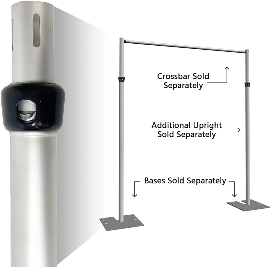 WEPDIY Portable Pipe and Drape Heavy Duty Backdrop Stand, ADJ Metal Frame and Heavy Metal Base for Wedding, Birthday Party, Photography Backdrop (1*ADJ UprightPole 4-7FT)