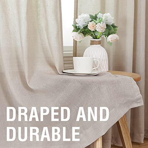 H.VERSAILTEX Natural Linen Curtains 96 inches Long for Living Room 2 Panels Back Tab Loop Pocket Textured Light Filtering Semi Sheer Rustic Farmhouse Boho Curtain for Bedroom, Terracotta