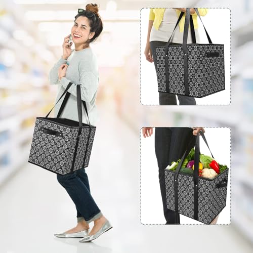 WISELIFE Reusable Grocery Bags [3 Pack],Large Grocery Tote Bag Water Resistant Shopping Bags Foldable Grocery Bag for Clothes,Shoes and Picnic,Black