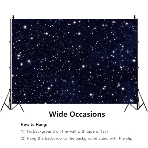 YongFoto Night Sky Stars Backdrop 12x10ft Universe Space Starry Galaxy Stars Photography Background Birthday Wedding Baby Shower Party Banner Decorations Photo Studio Booth Props Portrait Photoshoot