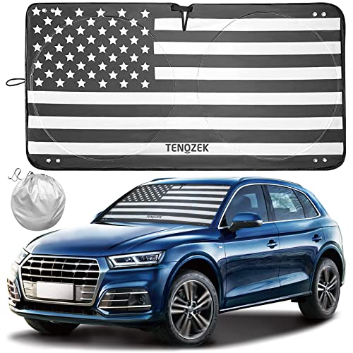 1-Piece Car Sun Shade American Flag Windshield Sun Shade Windshield Foldable Front Window Sun Shade Car Sun Visor Shield Cover Fits Easily to SUV & Truck-UV Ray Blocker Keeps Your Vehicle Cool