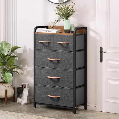 YITAHOME Dresser for Bedroom, 7 Drawers Fabric Dresser, Organizer Unit for Living Room, Hallway, Closets - Sturdy Steel Frame, Wooden Top & Easy Pull Fabric Bins