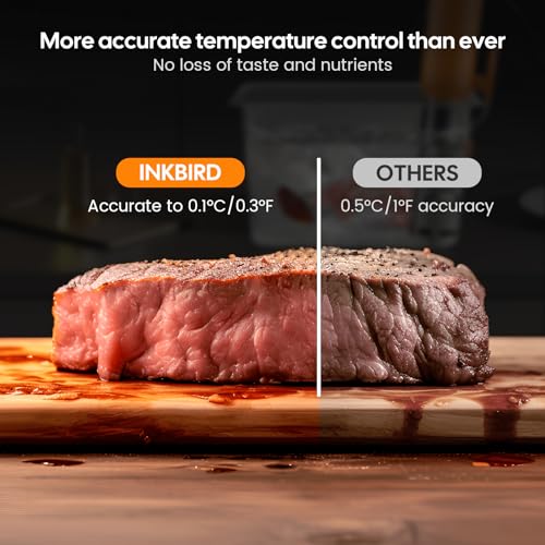 WiFi Sous Vide Machine ISV-101W-INKBIRD 1000 Watts Sous Vide Cooker Thermal Immersion Circulators 3D Water Circulation Heating with App Preset and Machine Recipes, Pre-alarm |Best Gift (Orange)