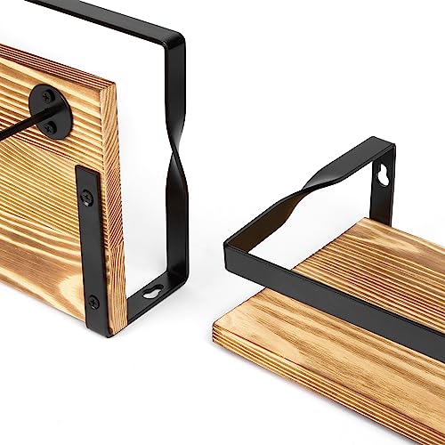 upsimples Bathroom Floating Shelves Wall Mounted Shelving with Removable Towel Bar, Wall Decor and Organizer for Bathroom, Bedroom, Living Room, Kitchen, Light Brown,Set of 3