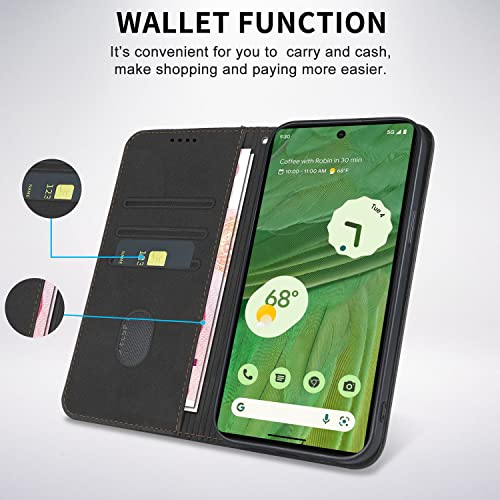 Wallet Case for Google Pixel 8 6.2 inch 2023 - [Strong Magnetic] PU Leather Folio Flip Case with Card Holder Kickstand Protective Phone Cover - Black