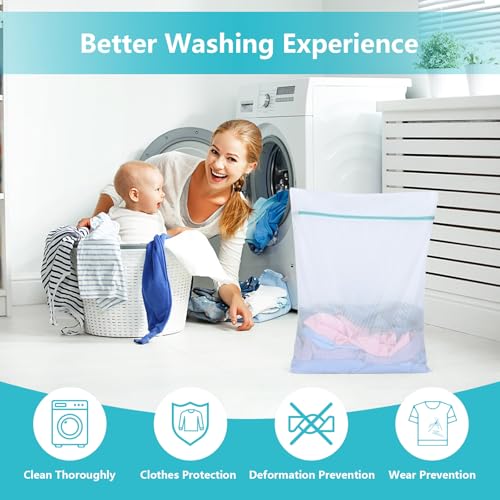 OTraki Mesh Laundry Bag for Delicates, 24 x 32 inch Large Mesh Delicates Bag for Washing Machine, Zippered Net Laundry Bag for Sweater Bed Sheet Blanket Toy Travel Camping College Dorm Organizer