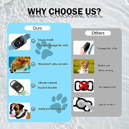 Airtag Dog Collar Holder, [1 Pack] Waterproof Protective Case for Apple AirTag, Durable & Lightweight with Full-Body Protection, Soft Silicone, Black