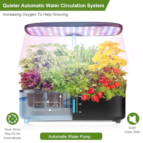 Fulsren Indoor Garden Hydroponics Growing System Kit 12Pods, Vegetable Growth Lamp Countertop with LED Grow Light - Hydrophonic Planter Grower Harvest Veggie Lettuce, Herb Garden