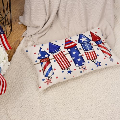 AACORS 4th of July Pillow Covers 18x18 Inch Crayon with Stars Decor Patriotic American Flag Pillow Case Independence Memorial Day Decorations for Sofa Couch AA542-18