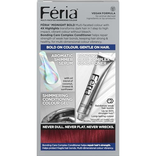 L'Oreal Paris Feria Multi-Faceted Shimmering Permanent Hair Color, R68 Ruby Rush (Rich Auburn True Red), Pack of 1, Hair Dye