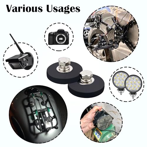 4 Pack Strong Rubber Coated Magnets with 1/4-20 Male Threaded Stud, Heavy Duty Neodymium Magnet, Powerful Magnet Mounting Base for Camera Light Bar Iron Tools Mirror Equipments