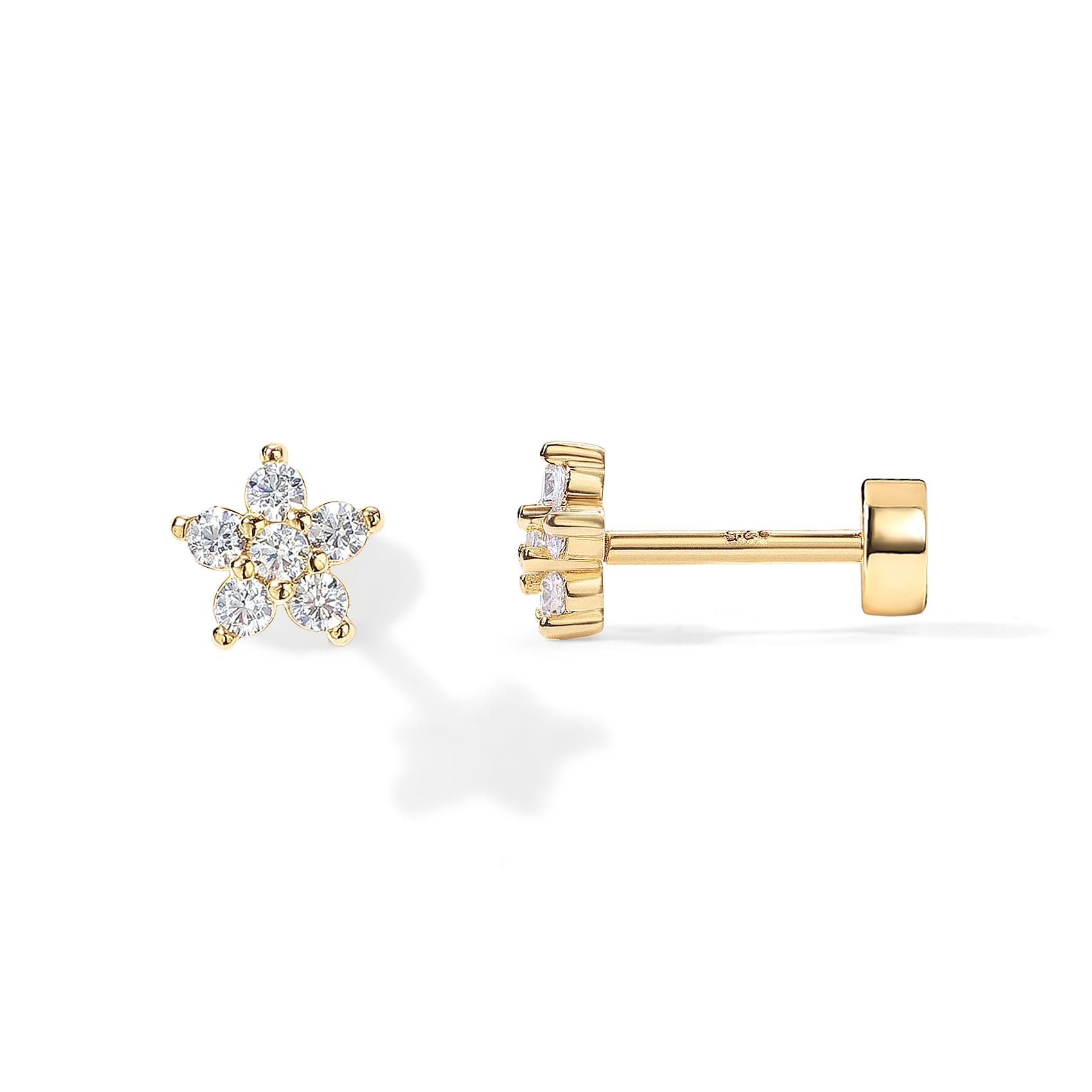 PAVOI 14K Flat Backs (Flower, Yellow Gold)