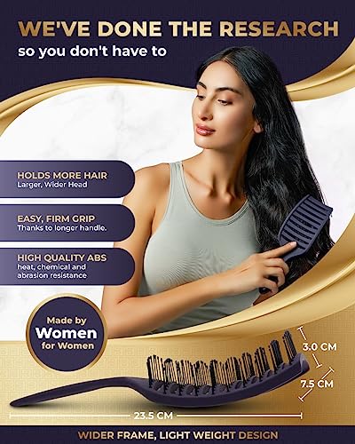 BEAUXSOI Vented Hair Brush Detangler | Hair Detangling Shower Brush | Curved Vent Brush for Blow Drying| Wide Frame Detangling Brush for Thick Coiley or Straight Hair (Empowered Purple)