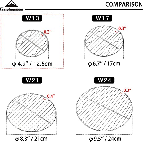 CAMPINGMOON φ4.9-inch Round Stainless Steel Cooking Grid Grill Fits for Backpacking Pocket Stove W13