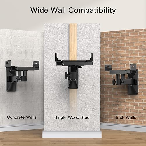 Pipishell Speaker Wall Mounts, Dual Side Clamping Bookshelf Speaker Mounting Bracket, Speaker Mounts for Surround Sound, Bookshelf Speakers up to 50 lbs, 1 Pair