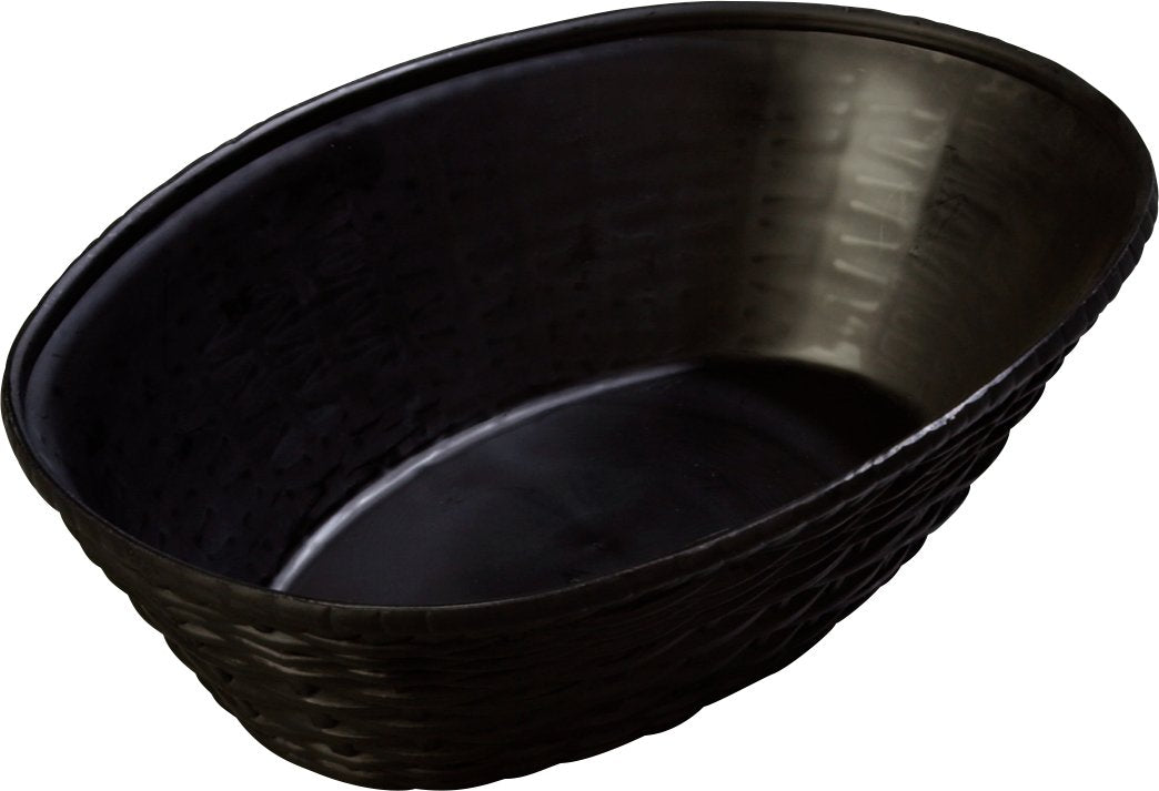 Carlisle FoodService Products WeaveWear Plastic Oval Basket, 9 Inches, Black, (Pack of 12)