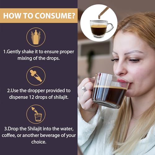 Shilajit Resin Organic Liquid Supplement, Shilajit Himalayan Organic, Shilajit Resin Drop, Shilajit Drop Contain 85 Trace Minerals, Alternative to Resin & Capsules, 60 ml