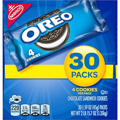 OREO Chocolate Sandwich Cookies, 30 Snack Packs (4 Cookies Per Pack)