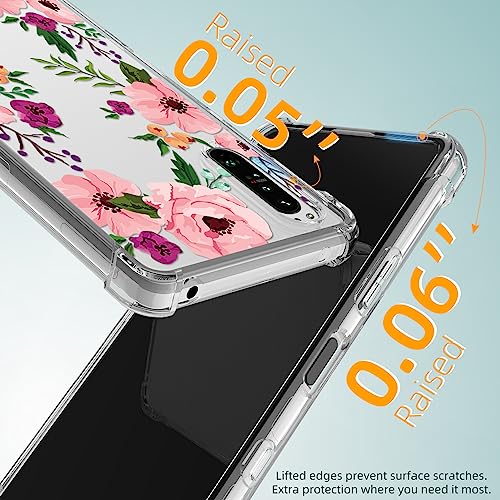 DNTMZIN for Samsung Galaxy S21 Case, Clear TPU Bumper Women Girl Phone Case, Flower Soft & Flexible Shockproof Floral Women Phone Cover,Prevent watermarks A01-Elegant Peonies,6-s21-01