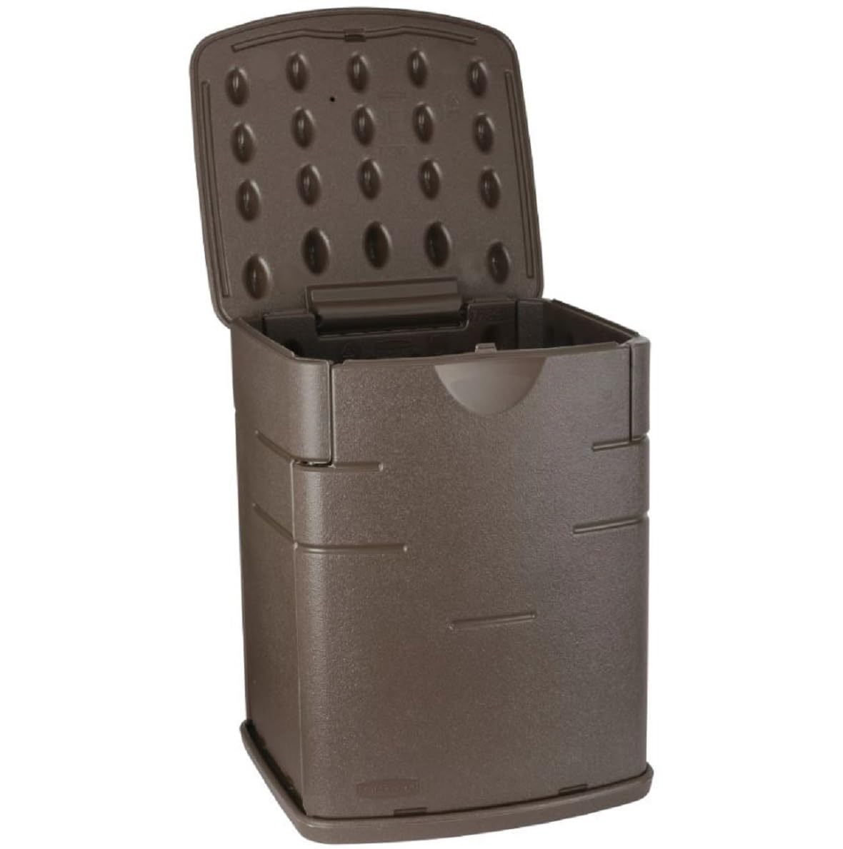 Rubbermaid Small Resin Outdoor Storage Deck Box (19 Gal), Weather Resistant, Brown, Deck Organization for Home/Small Garden Tools/Grilling Accessories/Pool Supplies