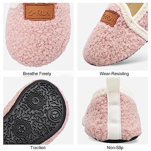 L-RUN Kids Slide Slipper Shoes Fuzzy Slipper for Girls/Boys Beige 5.5-6 Infant=EU22-23