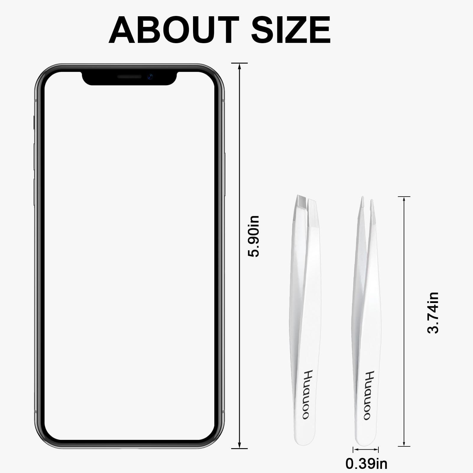 Huauoo Stainless Steel Tweezer Set with Slanted and Pointed Eyebrow Tweezers, Tweezers for Women Facial Hair, Tweezers for Women and Men (White)