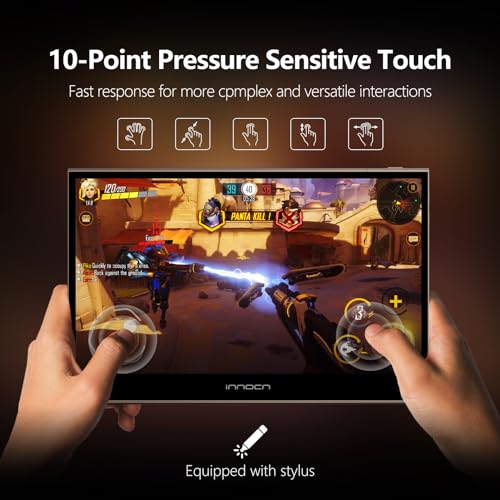 INNOCN OLED Portable Monitor Touchscreen, 13.3 Inch 1080P FHD USB C HDMI Laptop External Screen HDR Eye Care Gaming Computer Display w/Stand for PC Xbox Mac PS5 MacBook Switch Phone, Brown