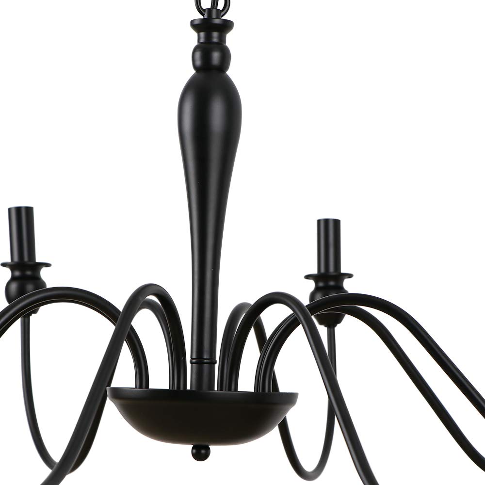 LynPon Farmhouse Chandelier for Dining Room, 8 Lights Black Chandeliers 36.6 Inch Wrought Iron Light Fixtures, Rustic Industrial Hanging Candle Ceiling Light Fixture for Living Room Kitchen Foyer