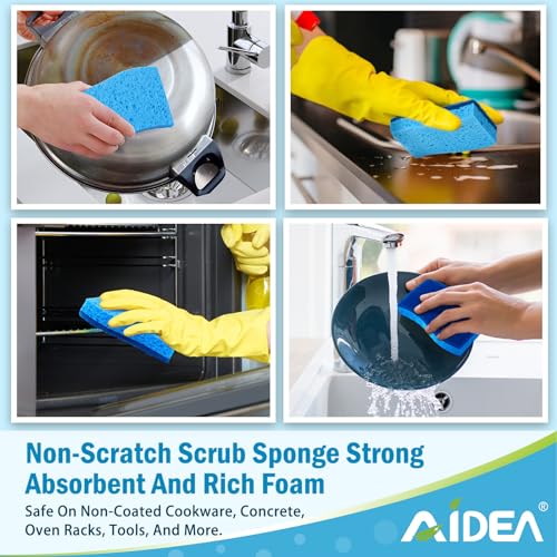 AIDEA-Brite Non-Scratch Scrub Sponge-24Count, Sponges for Dishes, Cleaning Sponge, Cleans Fast Without Scratching, Stands Up to Stuck-on Grime, Cleaning Power for Everyday Jobs