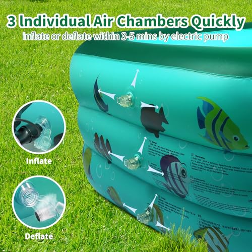 CACSPS Inflatable Swimming Pools, 48" X 35" X 14" Full-Size Inflatable Pool for Kids and Adults, Durable Family Lounge Pool, Kiddie Pool for Backyard, Garden or Indoor (Green)