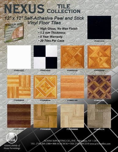 Nexus Self Adhesive 12-Inch Vinyl Floor Tiles, 20 Tiles - 12" x 12", White Slate Pattern - Peel & Stick, DIY Flooring for Kitchen, Dining Room, Bedrooms & Bathrooms by Achim Home Décor 20-pack