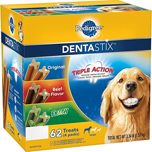 PEDIGREE DENTASTIX Large Dog Dental Treats Beef Flavor Dental Bones, 1.67 lb. Pack (32 Treats)