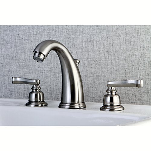 Kingston Brass KB988FL Royale Widespread Lavatory Faucet with Brass Pop-Up, Brushed Nickel,8-Inch Adjustable Center
