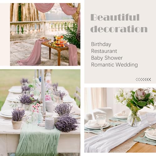 Jevix Cheesecloth Table Runner 10ft Dustyblue Table Runner Boho Gauze Fabric Table Runner for Baby Shower,Bridal Shower Decorations,Wedding Thanksgiving,Christmas Birthday Decor（1 Pack 35x120）