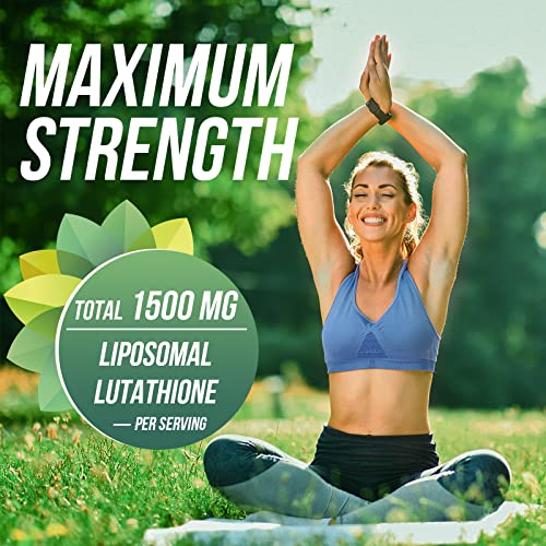 Liposomal Glutathione, Superior Absorption, Liquid Glutathione Supplement, Powerful Antioxidant, Liver Detox, Immune Enhancer, Soy-Free, Non-GMO, Vegan & Gluten Fre, 4 fl.oz,1500 mg